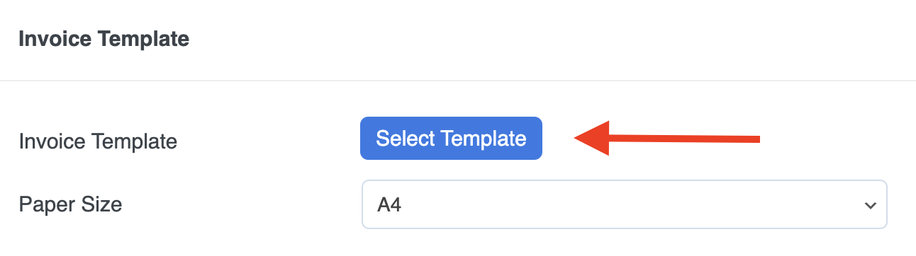 Selecting invoice template 