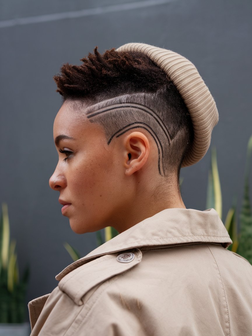 25. Natural Cropped Cut with Shaved Line Design