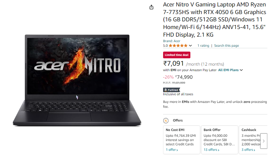 Best Gaming Laptops Under 1 lakh in 2024