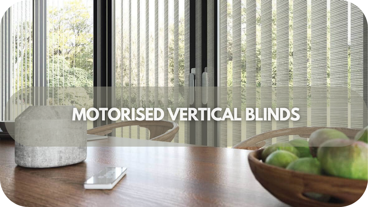 Motorized vertical blinds offer precise control over light and privacy, ideal for migraine sufferers.