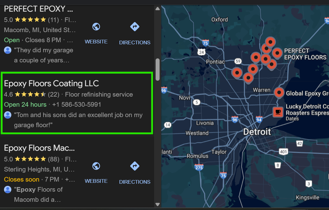 Google local pack businesses missing website link