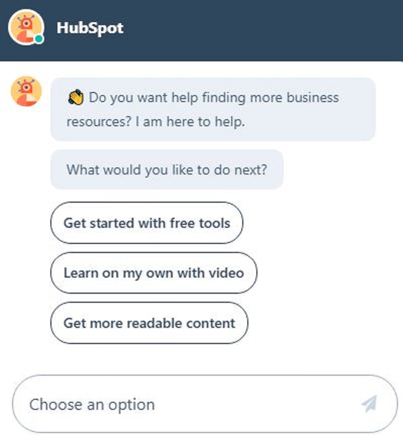 HubSpot AI chatbot example