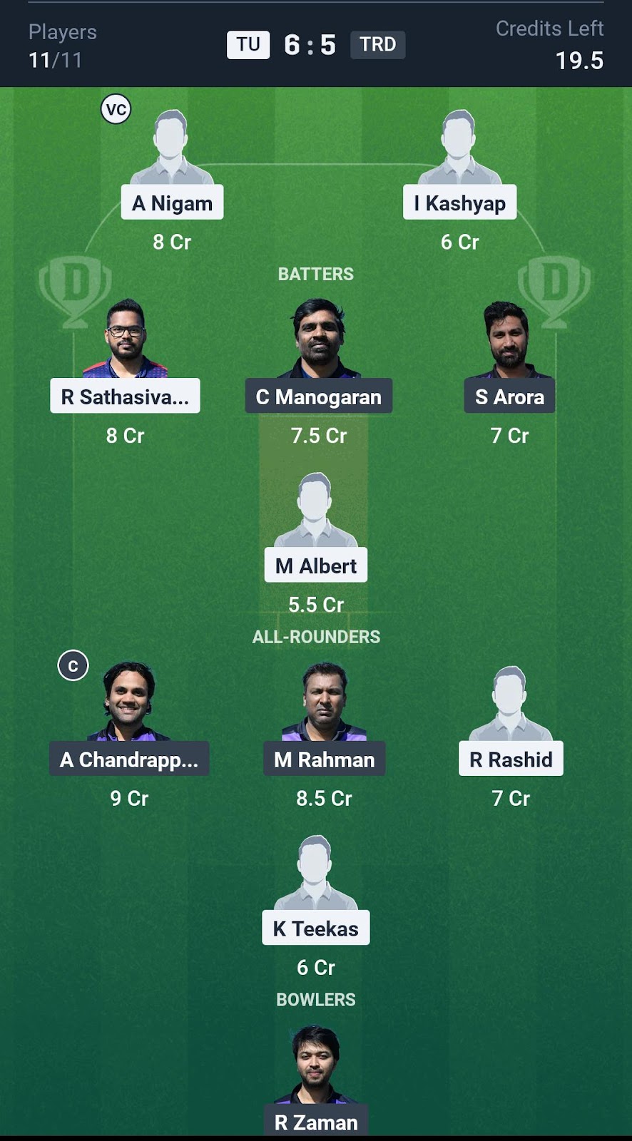 TU vs TRD Small League Team