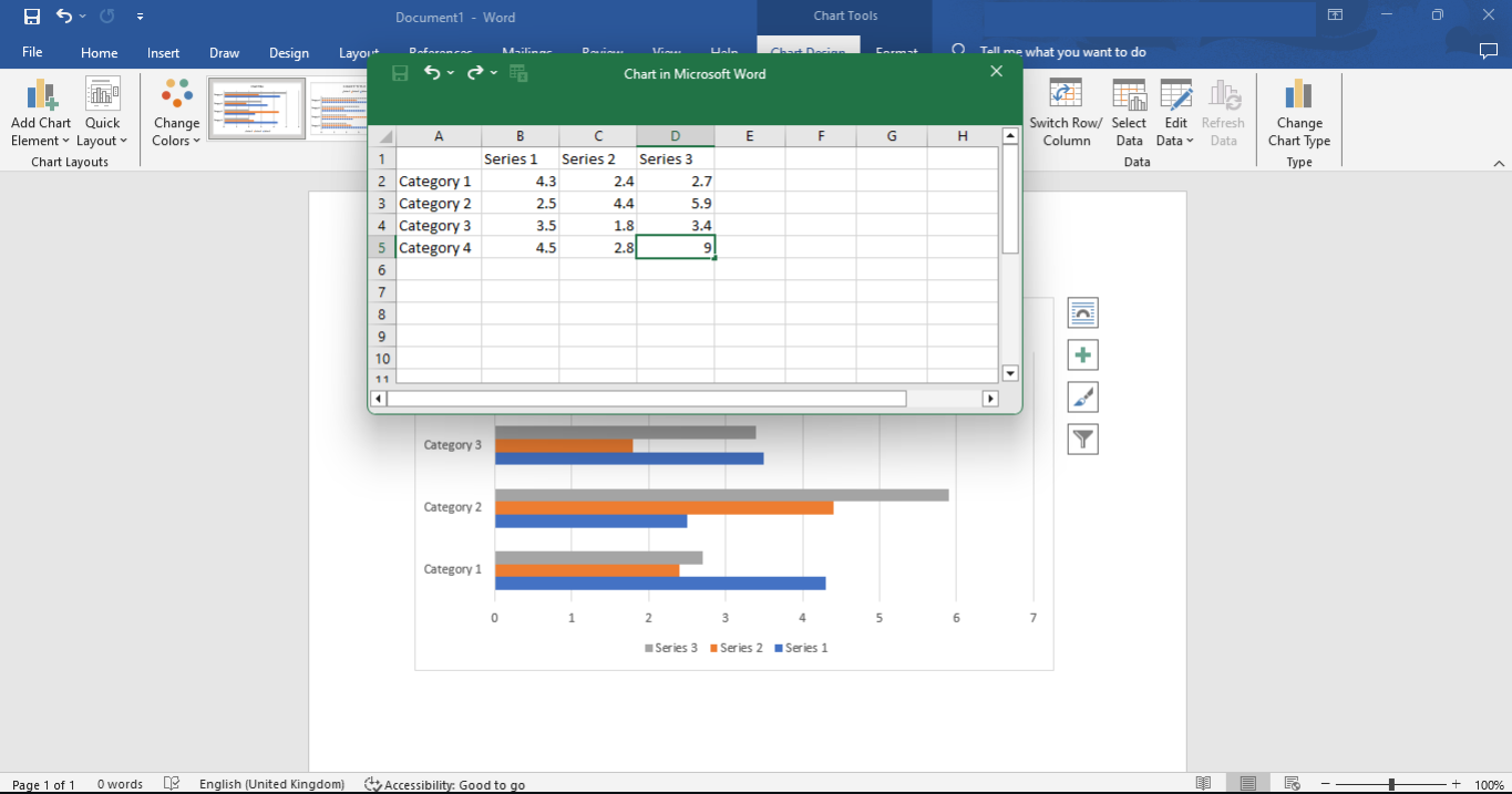 Input data for graph