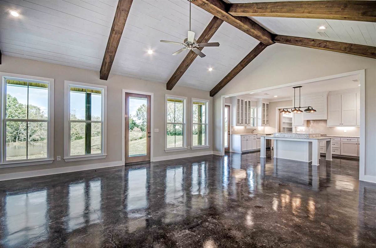 The living room opens completely to the gourmet kitchen.