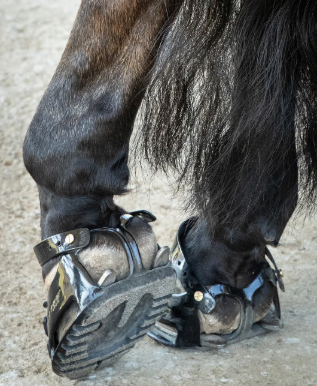 Scootboot hoof boots over reining sliding plates western horseshoe sliders