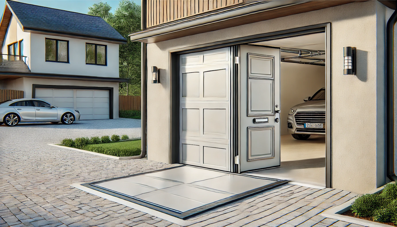 garage door with pedestrian door