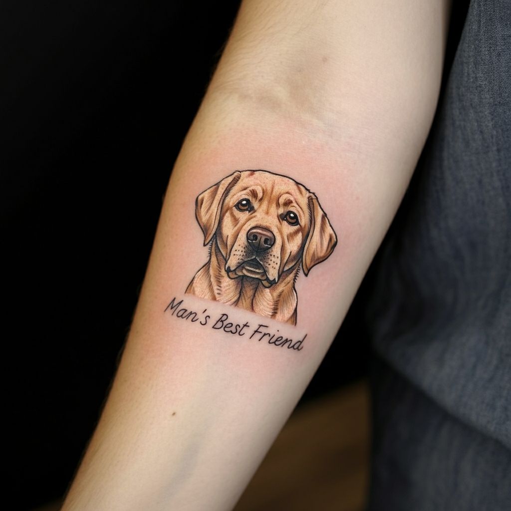 Labrador with a Quote Tattoo