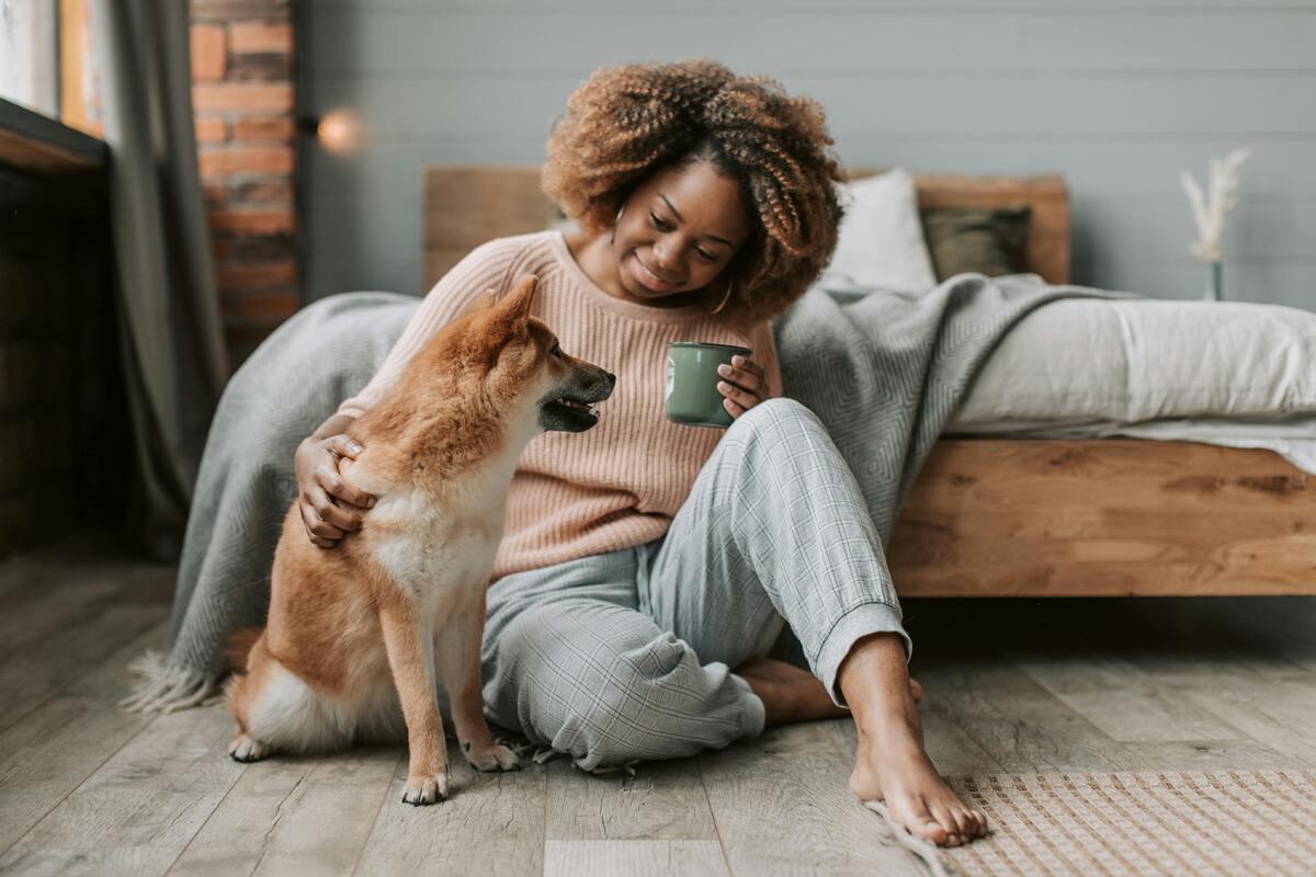 A girl spending her time with her dog