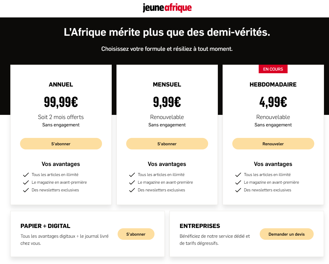 Jeune Afrique doubles conversion rate with a dynamic subscription model