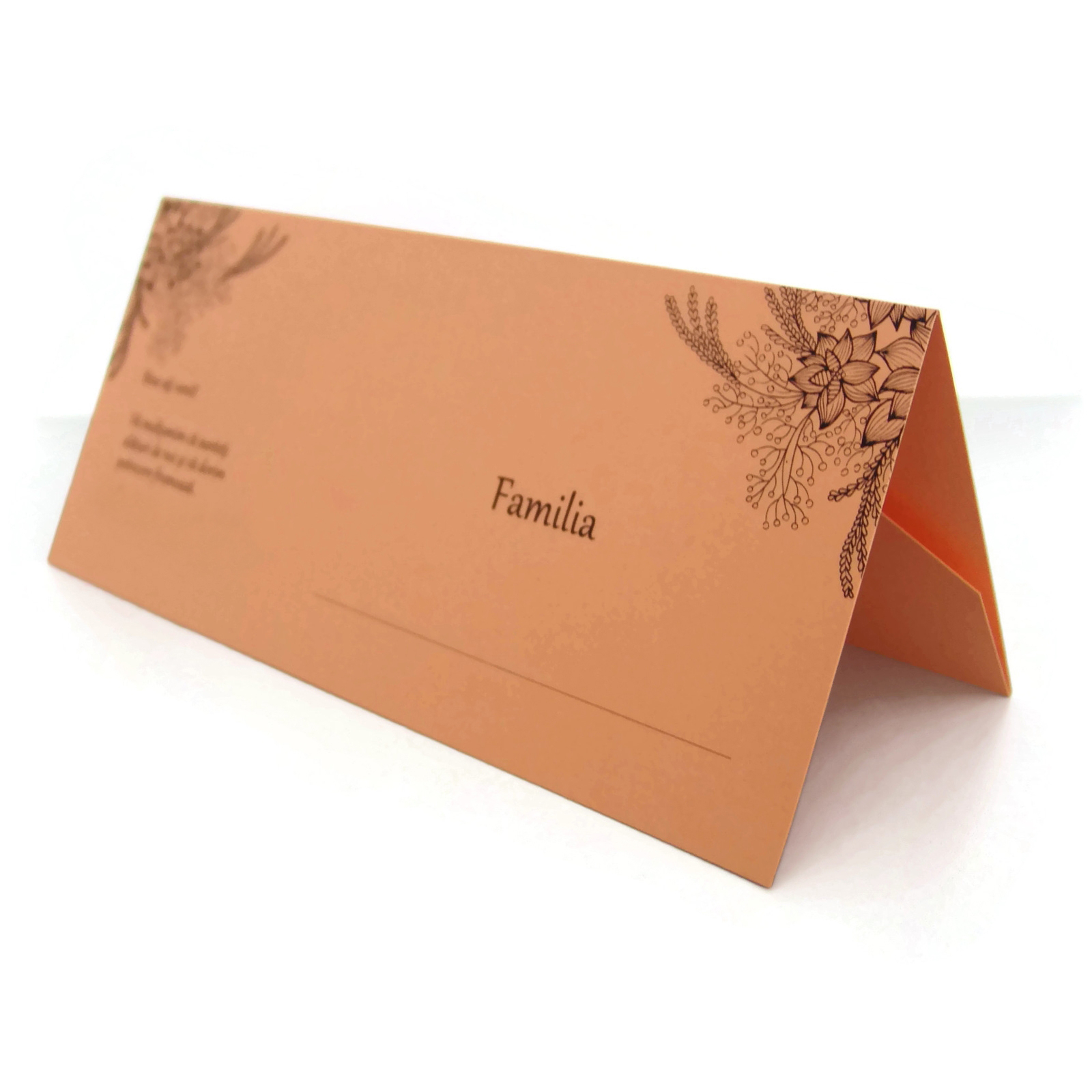 Place Card Nunta pe Carton Somon, cu Motive Florale