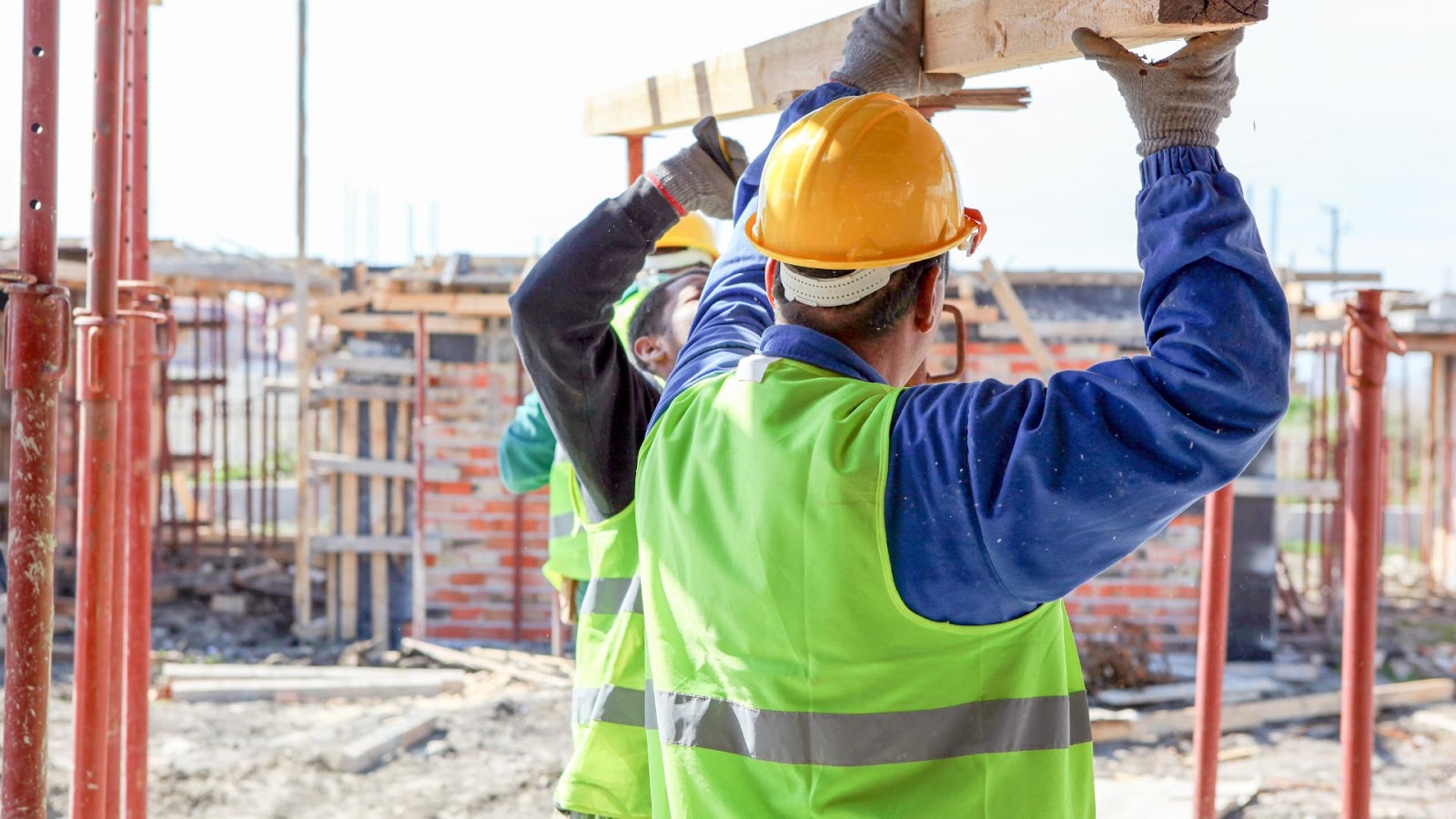 Construction workers at a construction site