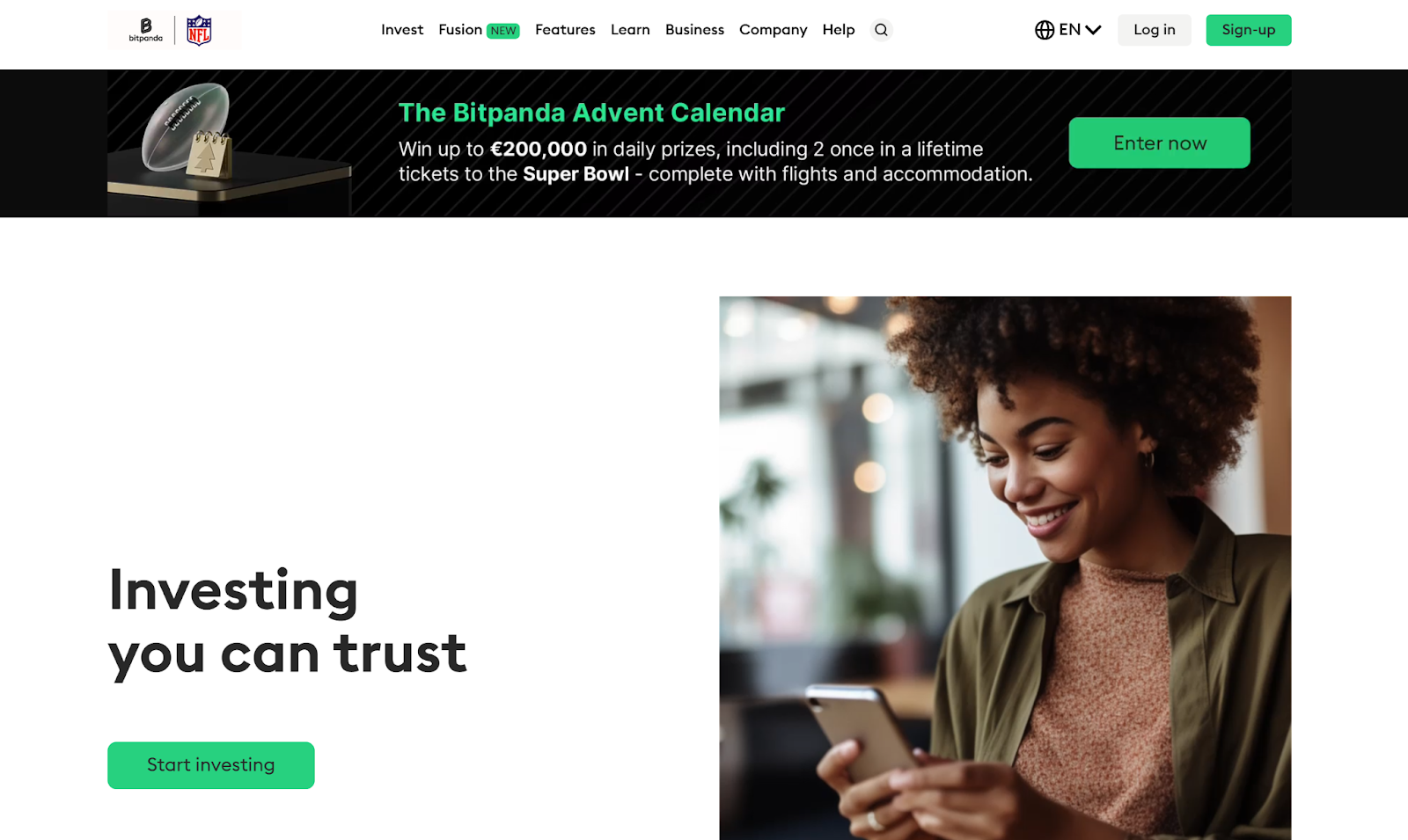 Bitpanda homepage