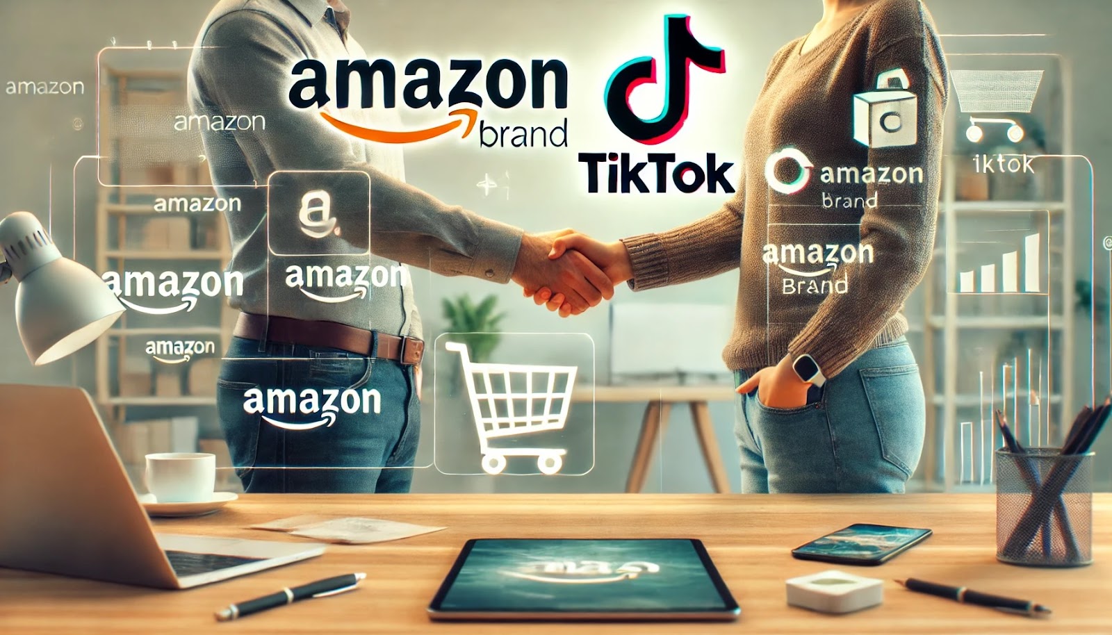 An Amazon and TikTok brand entrepreneur shaking hands