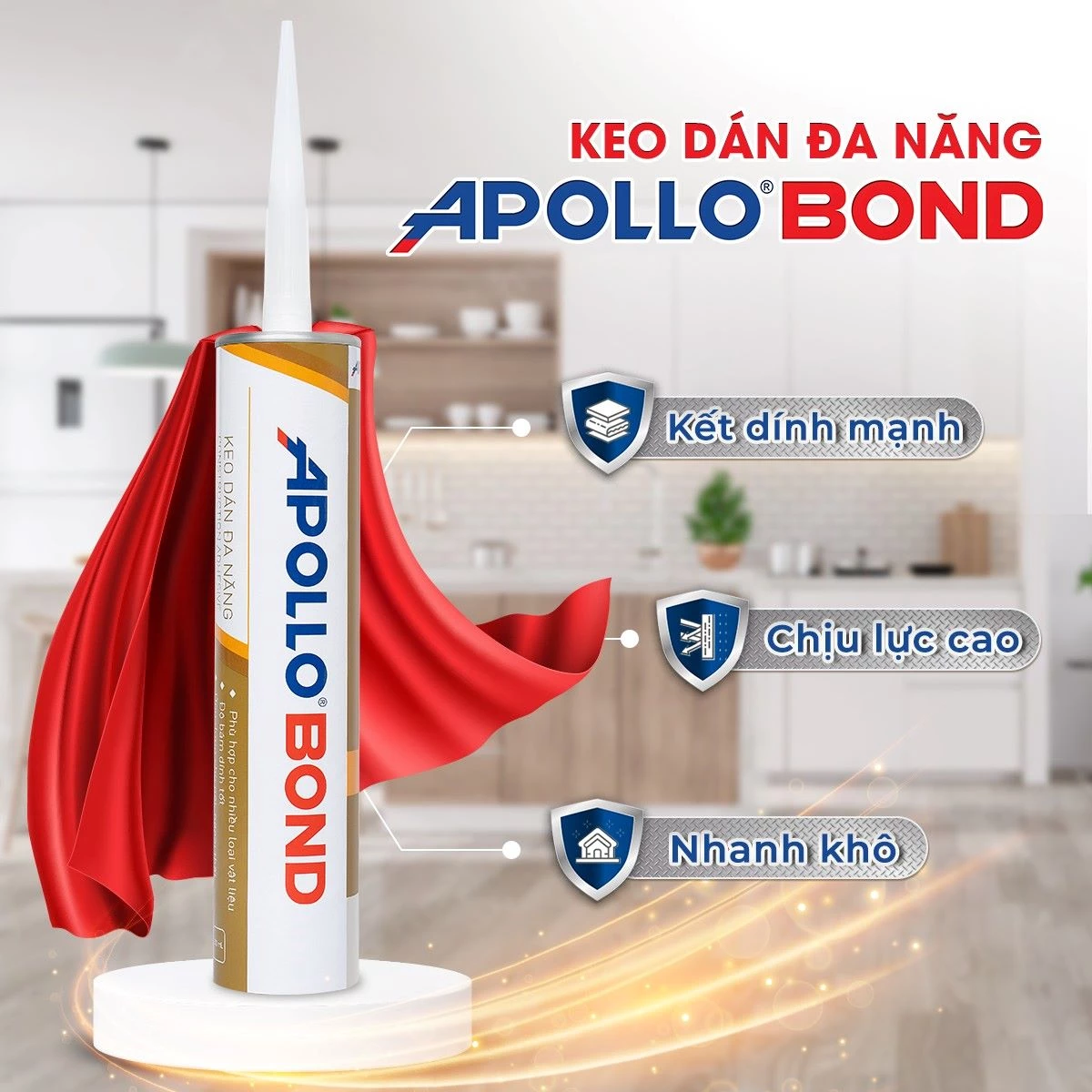 Keo Apollo Bond là giải pháp cao cấp giúp gắn kết bền chặt mọi vật liệu, kiến tạo công trình bền đẹp, chắc chắn.