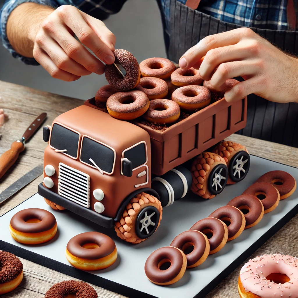 Making Decorative Elements Like Tires from Chocolate Donuts or Fondant