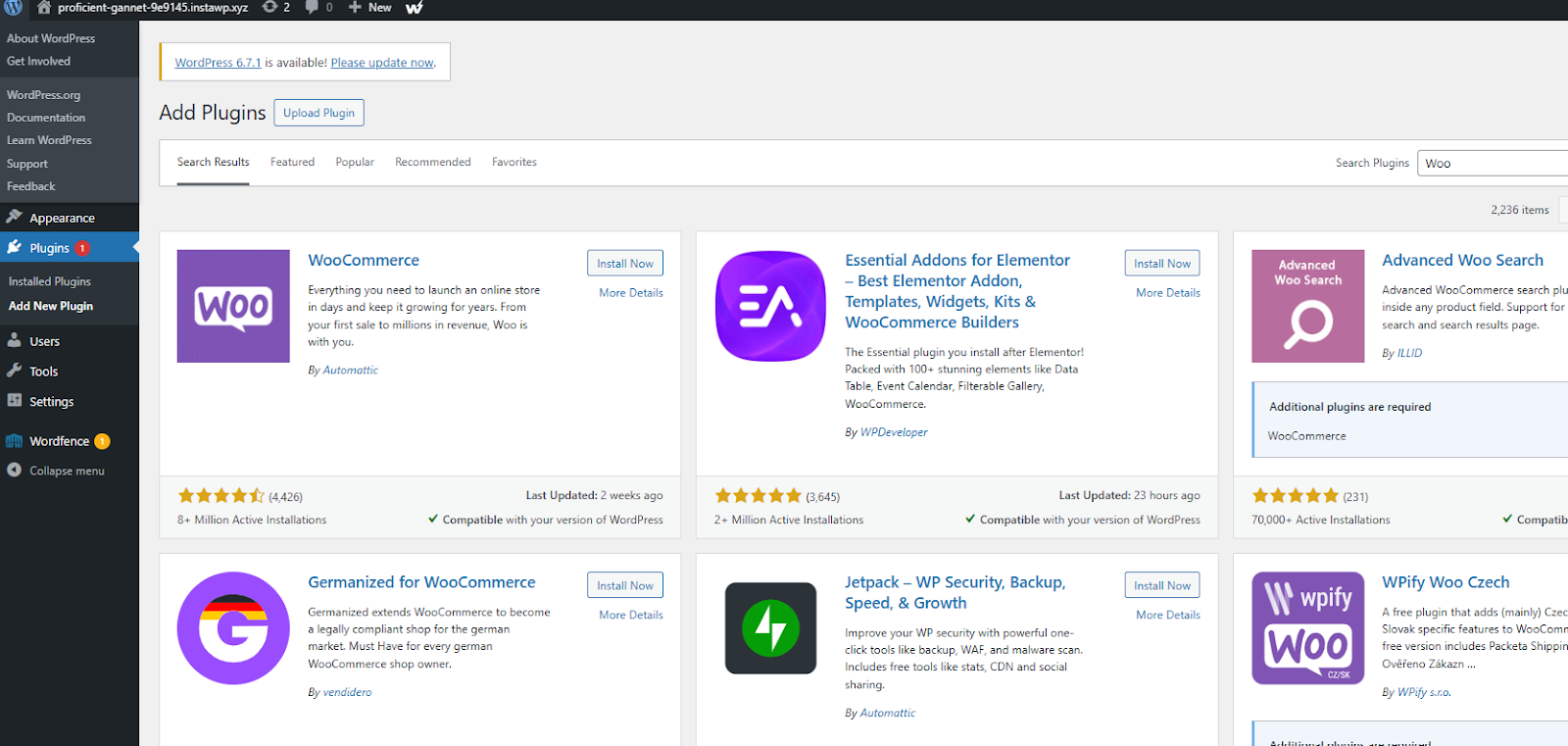 Install  WooCommerce to build an online store using InstaWP