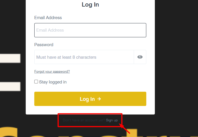 A screenshot of a login screen

Description automatically generated