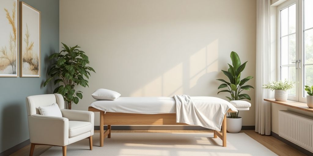 Behandlungsraum für Osteopathie mit ruhiger Atmosphäre.
