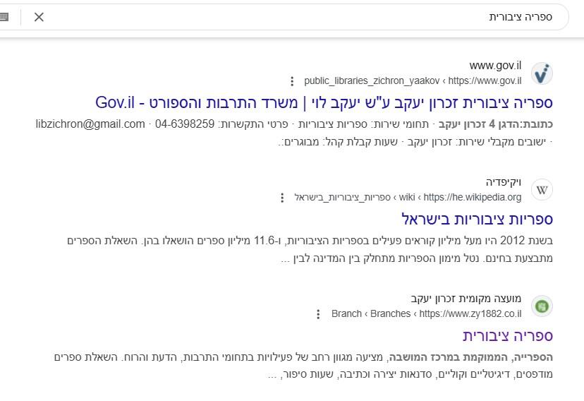 סיפריות ציבוריות - בחיפוש בגוגל