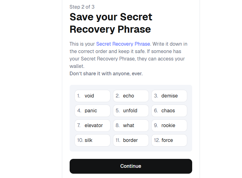 Metamask Wallet Creation Step 3