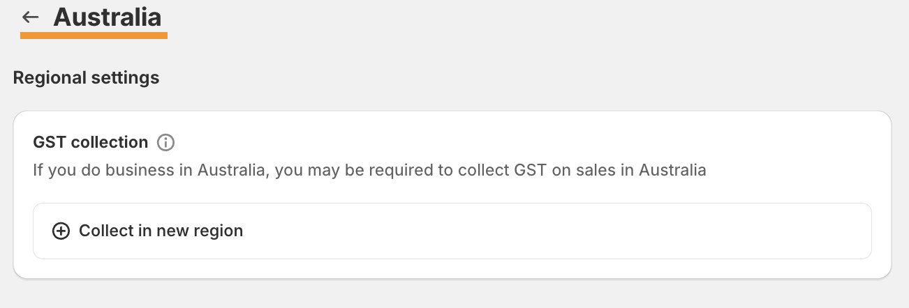 Shopify GST collection for Australia