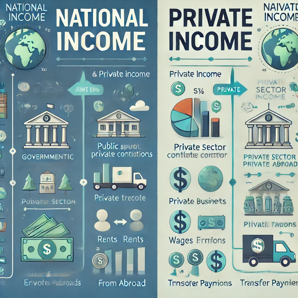 difference between national income and private income