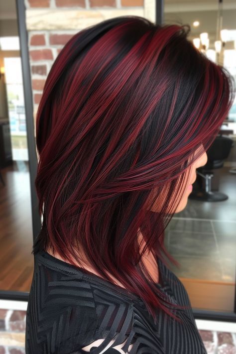 Bright Burgundy Balayage Highlights