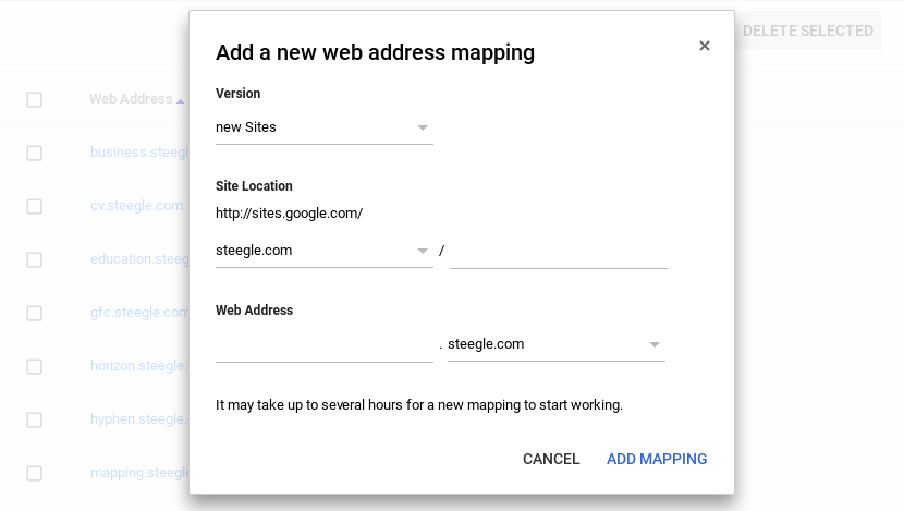 Mapper l'adresse Web du domaine (G Suite) à un nouveau site Google