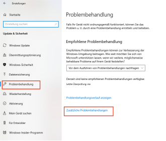 Klicken Sie auf „Problembehandlung“ - „Zusätzliche Problembehandlungen“