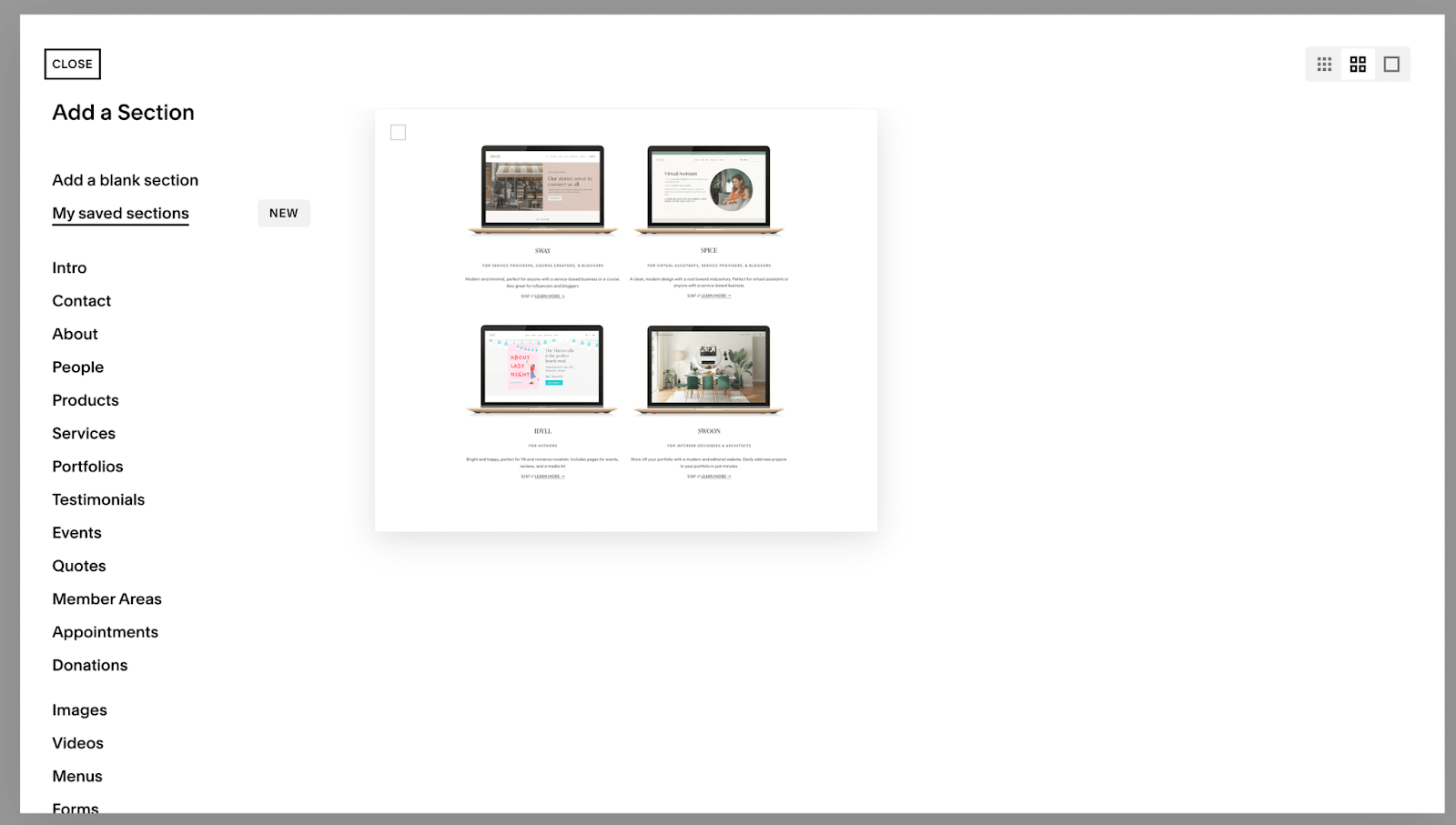 squarespace saved sections ,
Squarespace templates, squarespace website templates,Squarespace best templates,
 Squarespace Themes, free squarespace templates, Presentybox