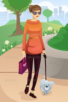 Woman Walking with her Dog