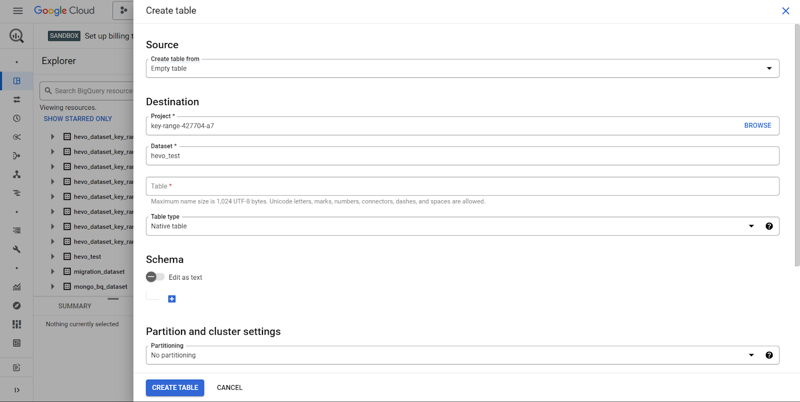 Load CSV to  BigQuery