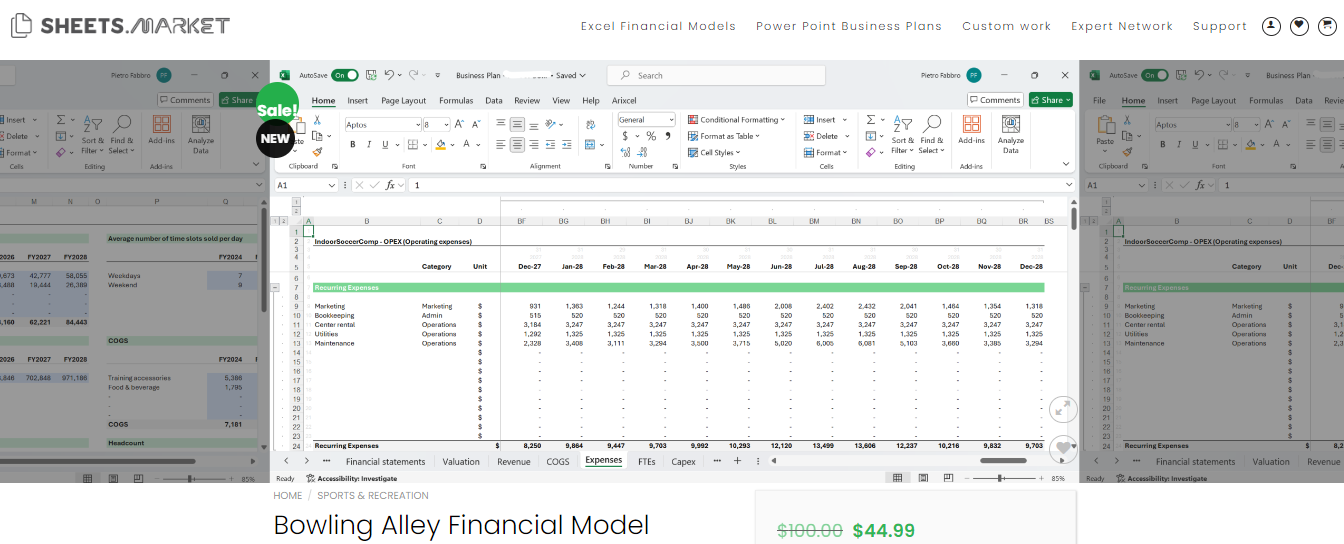 Bowling Alley financial model