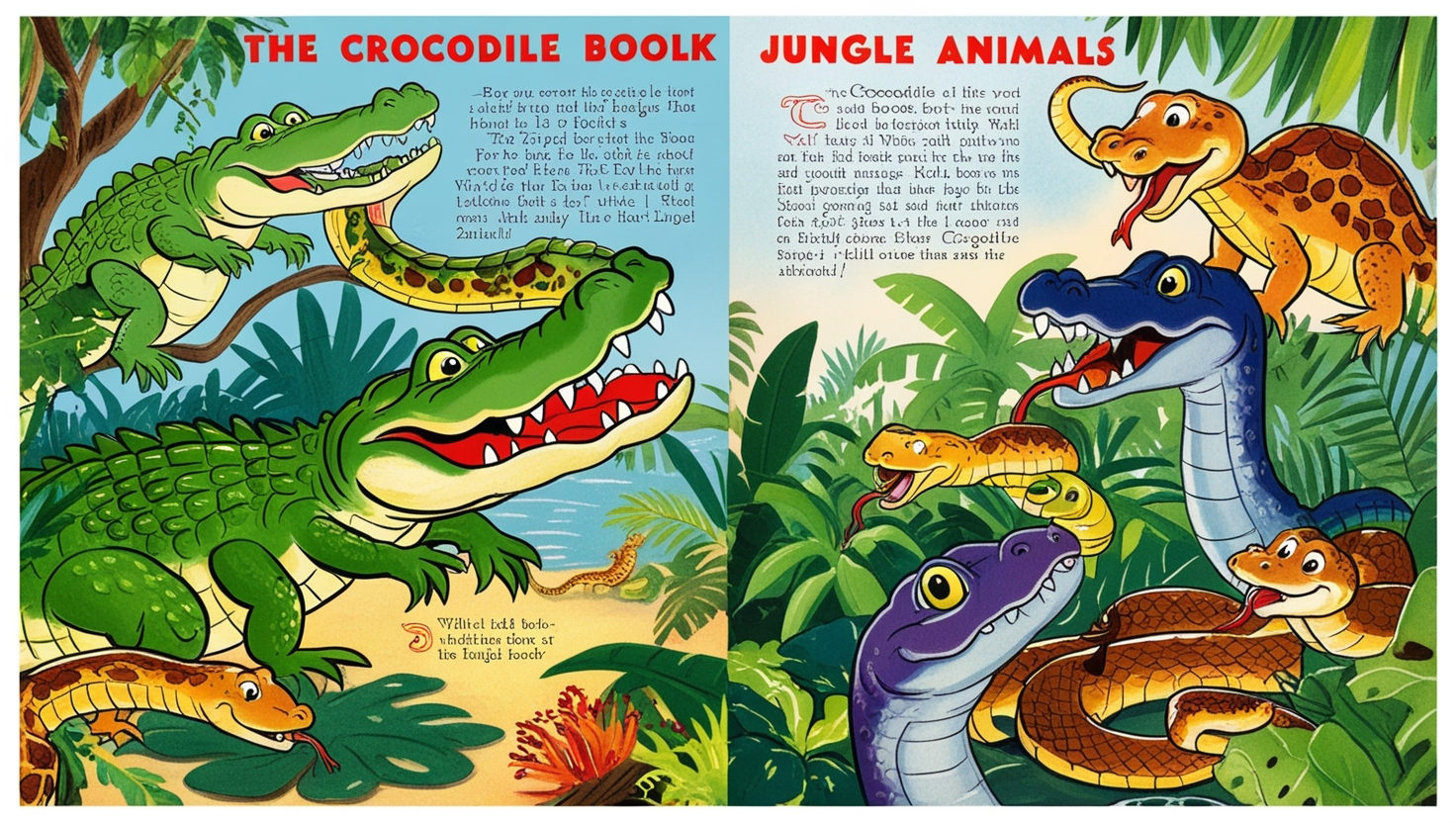 Crocodile Book Kid Vintage Pull Mouth Snake Jungle Animals​