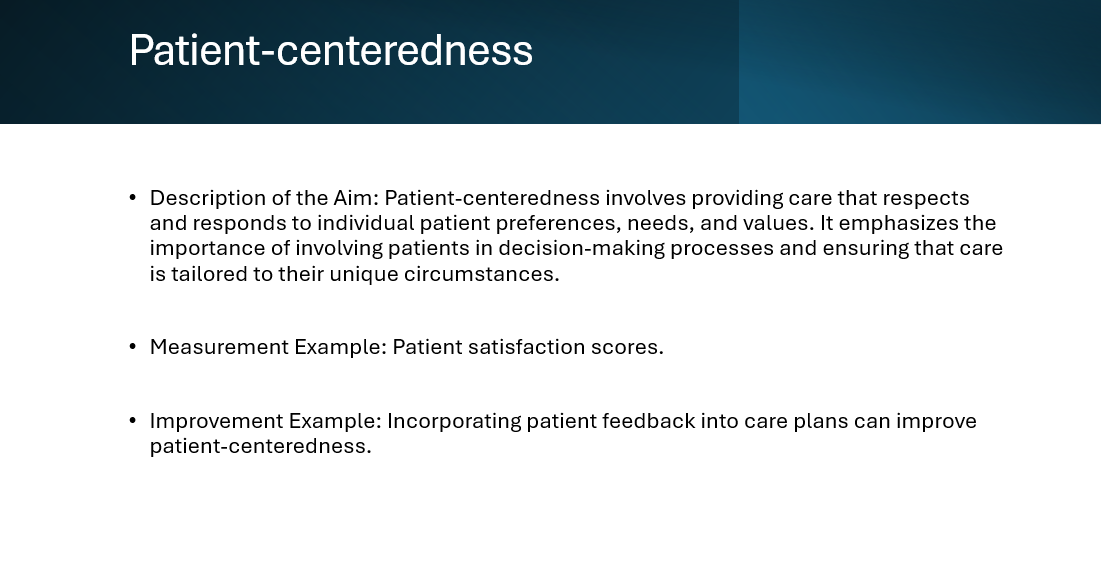 MGMT 415 Module 1 assignment: Personal Experiences with the Six Aims