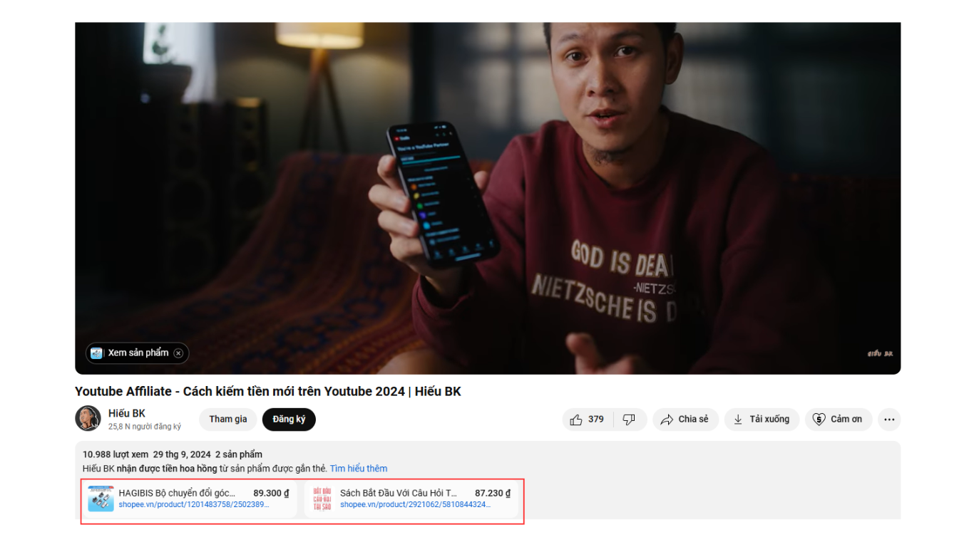 Cách làm affiliate Shopee bằng cách sáng tạo nội dung trên Youtube