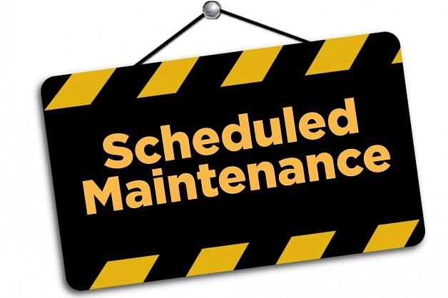 scheduled maintenance sign