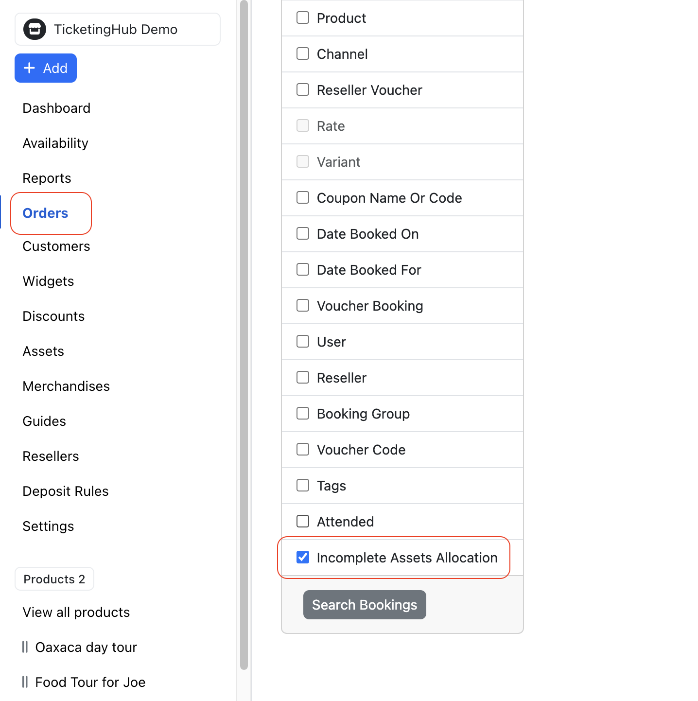 See all your Incomplete Assets Allocations.