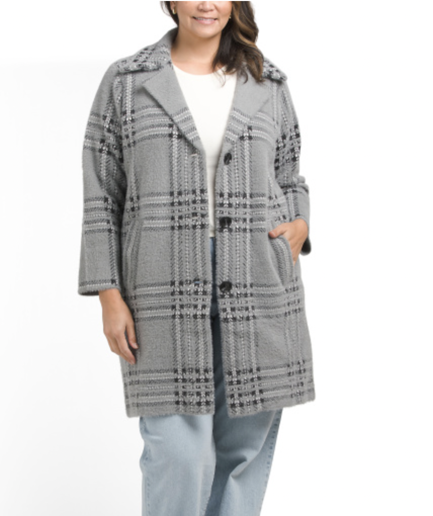 T TAHARI Manteau pull avec poche grande taille chez TJ Maxx