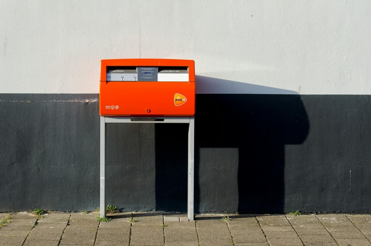 PostNL mailbox for sending and receiving parcels in the Netherlands.