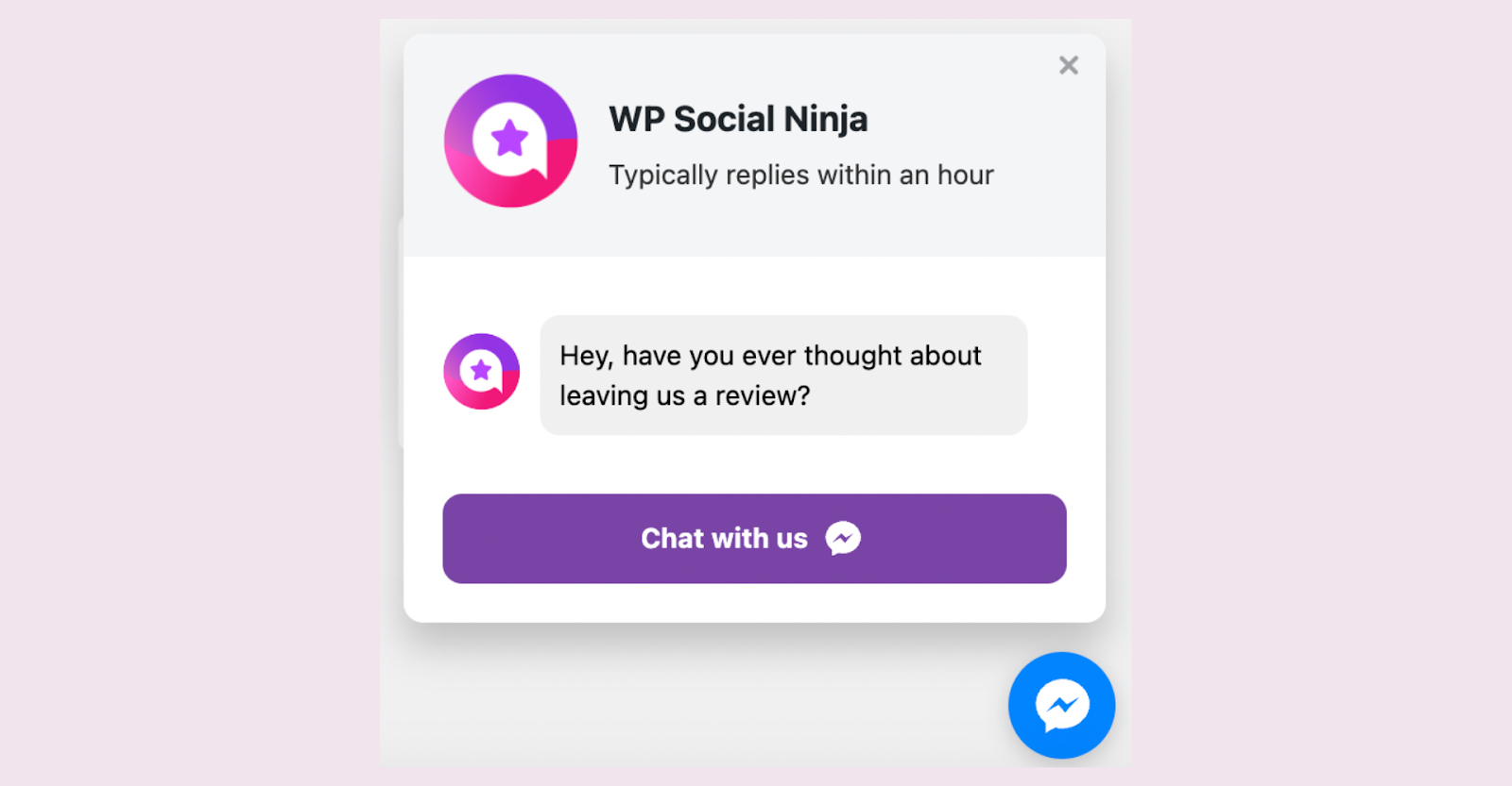 Create Messenger chat widgets with WP Social Ninja to drive more Facebook page reviews