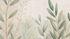 Simple Border With Muted Pastel Medicinal Plants Light Textured Canvas