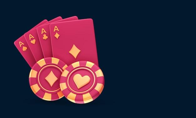 Fichas de póquer de casino y cartas de póquer Tarjeta de póker de casino 3D  sylelist con fichas de póquer | PSD Premium