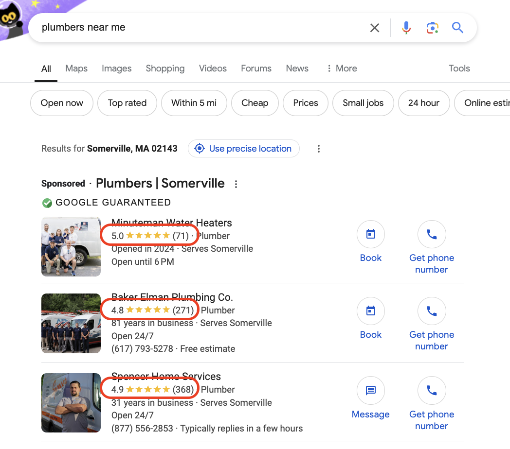 Google reviews screenshot