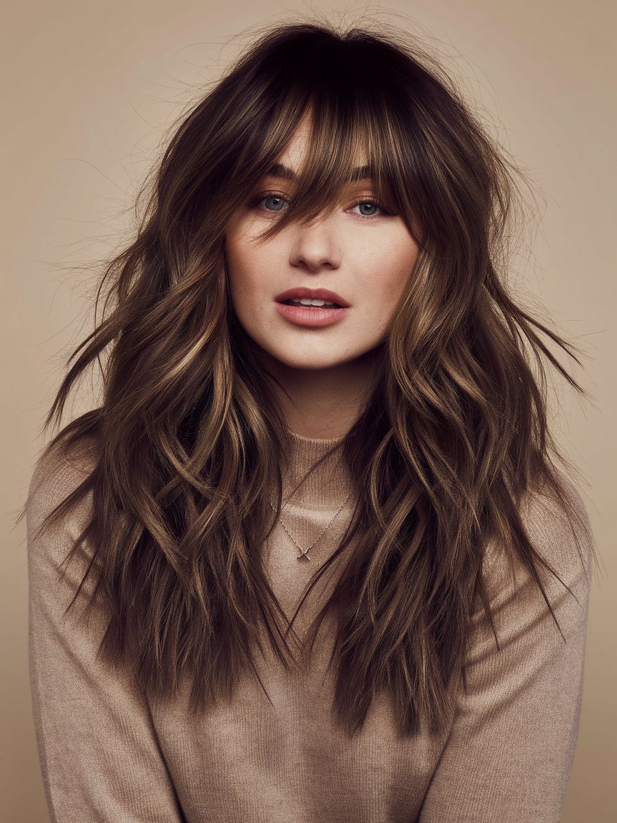 39. Voluminous Layers with Bardot Bangs