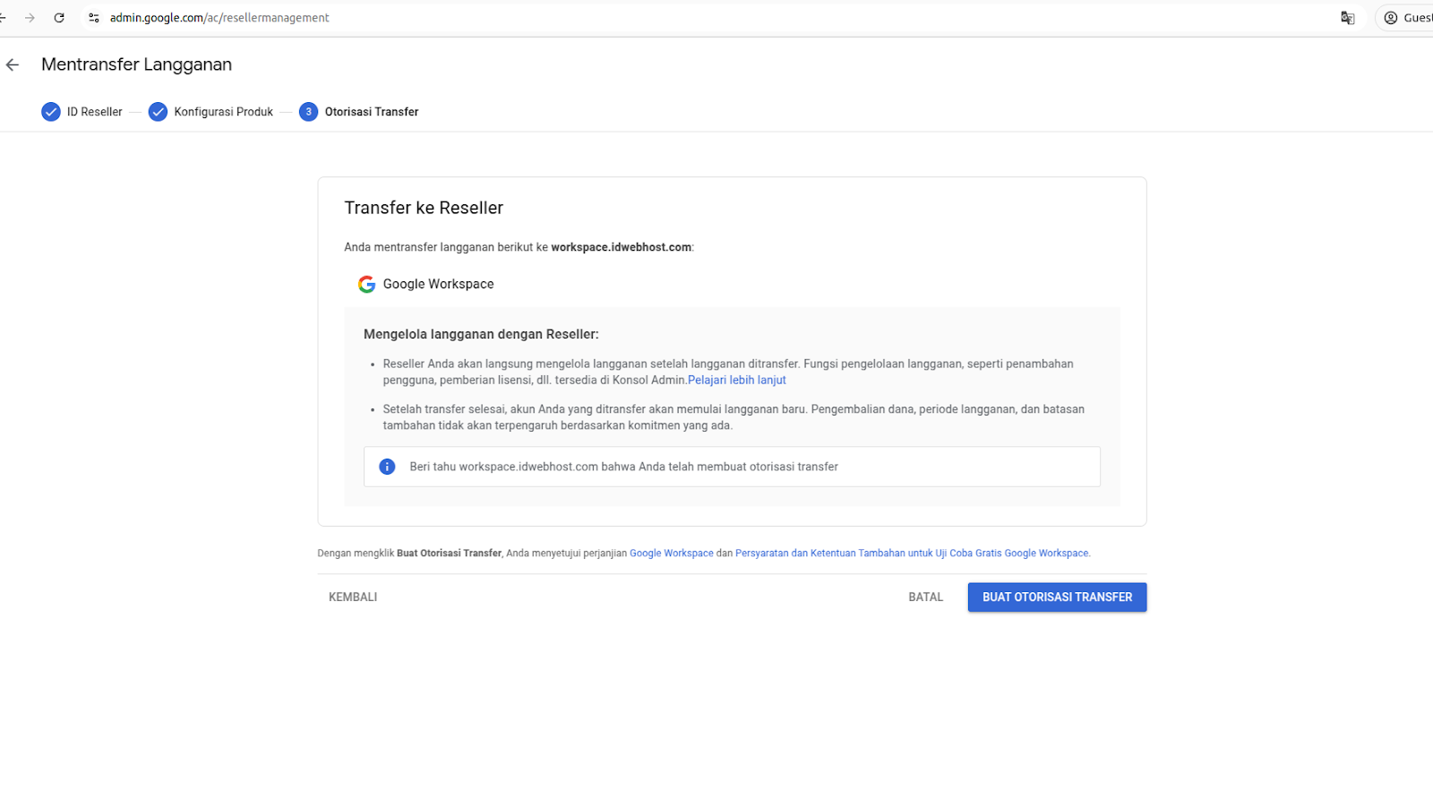 Transfer Google Workspace