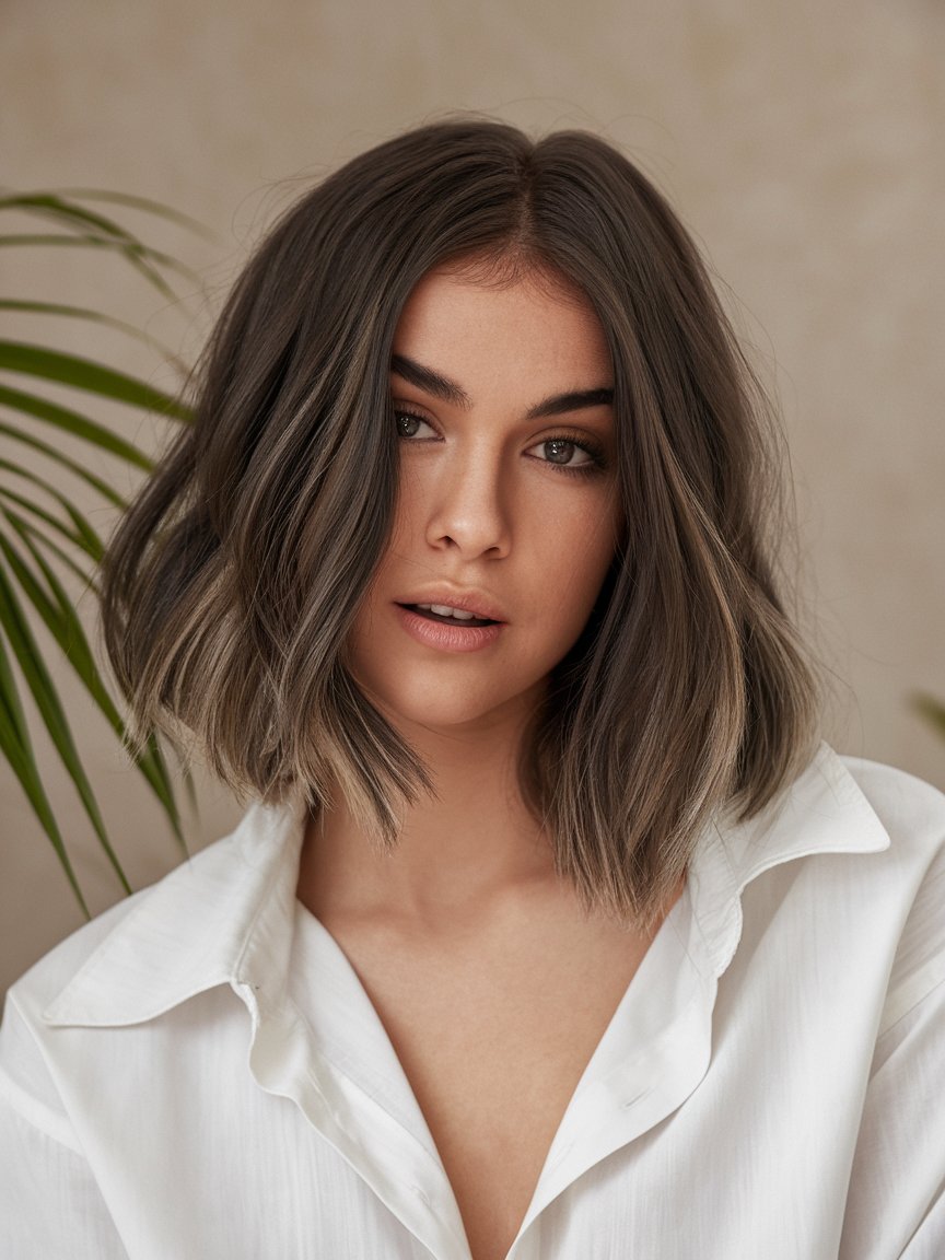 25. Chin-Length Choppy Wavy Bob