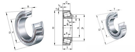 Các thông số kỹ thuật quan trọng của vòng bi côn một dãy như kích thước (d, D, T), khả năng chịu tải (C, C0), góc tiếp xúc.