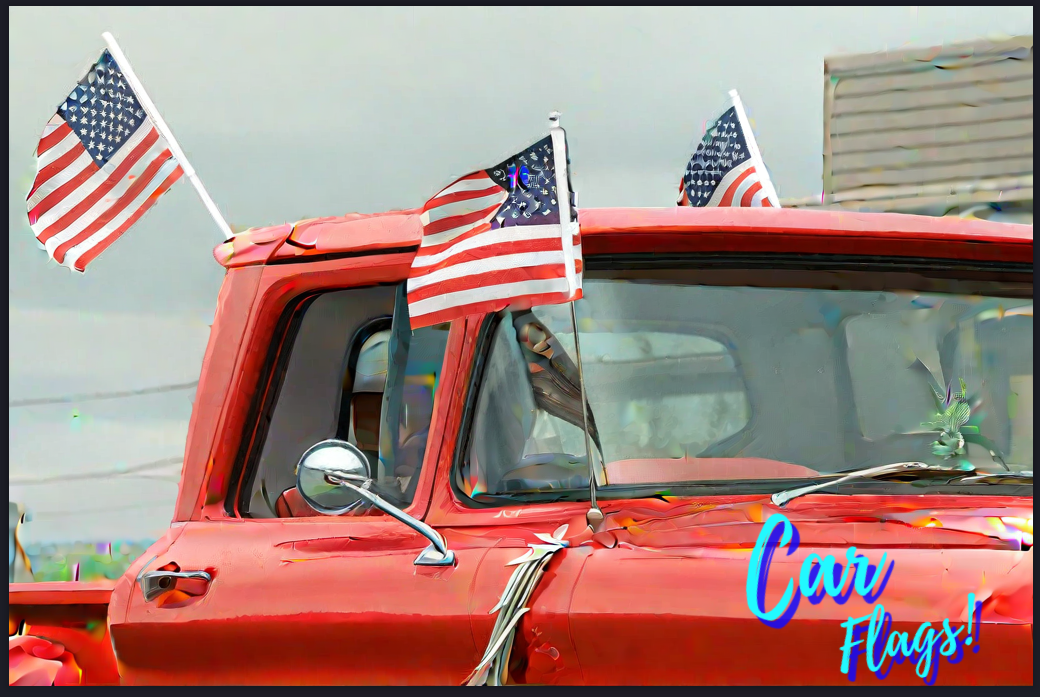 Custom car flags on truck